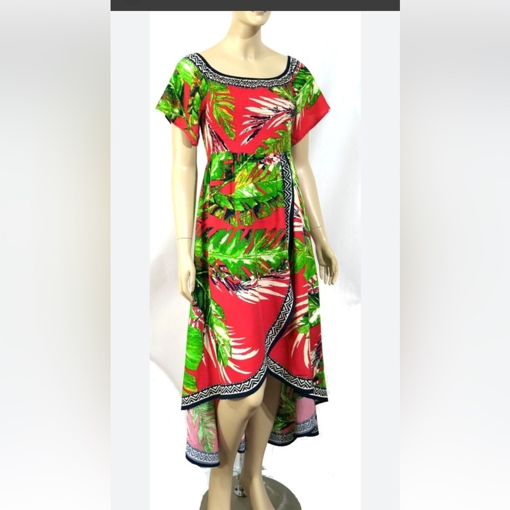 Jealous Tomato Red and Green Leaf Dress caja 1